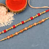 Gift Set of 2 Beads Rakhi with Besan Ladoo