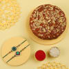 Gift Set of 2 Beautiful Rakhis with Delcious Almond Cake