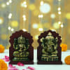 Gift Set of 2 Clay Diya with Laxmi Ganesha Idols & Sweets