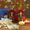 Set of 2 Clay Diya with Laxmi Ganesha Idols & Sweets Online