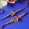 Gift Set of 2 Ganesha & Floral Designer Rakhi