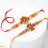 Gift Set of 2 Ganesha & Floral Designer Rakhi