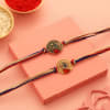 Gift Set of 2 Meena work Peacock Rakhi Hamper