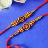 Gift Set of 2 Om And Ganesha Beads Work Rakhi