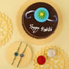 Gift Set of 2 Rakhis with Classic chocolate cake