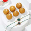 Set of 2 Semi Precious Rakhi with Besan Ladoo Online