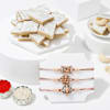 Set Of 3 Antique Metal Rakhi With Kaju Katli Online