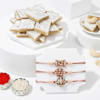 Set Of 3 Antique Metal Rakhi With Kaju Katli Online