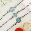 Gift Set of 3 Artistic Meena Work Rakhi Set