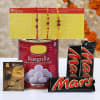 Set of 3 Rakhis With 1kg Rasgulla and 3 Bars of Mars Chocolates Online