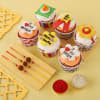 Set of 3 Rakhis with  yummy cupcakes Online