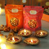 Set of 4 Clay Diya with Dry Fruits Online