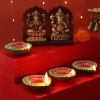 Set of 4 Clay Diya with Maa Laxmi & Lord Ganesha Idols Online