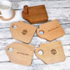 Set of 4 Cup Shaped Wooden Coasters- Customized with Logo & Company Name Online