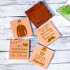 Set of 4 Personalized Birthday Square Coasters with Holder for Men Online