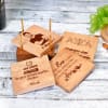 Gift Set of 4 Personalized Wooden Coasters with Holder for Boss's Day