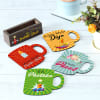 Gift Set of 4 Quirky Diwali Coasters with Coaster Holder