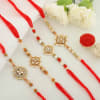 Gift Set of 4 Rakhis With Dry Fruit Sweets