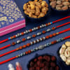 Set of 4 Rudraksha N Beads Rakhi Set Online