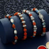 Gift Set of 4 Traditional Rudraksha Rakhi Set
