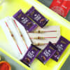 Set of 5 Rudraksh Rakhi with Cadbury Chocolates in Gift Bag Online