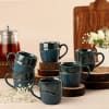 Set of 6 Blue Stoneware Cups Online