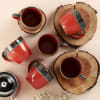 Buy Set of 6 Red Stoneware Cups