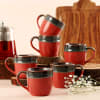 Set of 6 Red Stoneware Cups Online