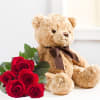 Seven red roses and Teddy Bear Online