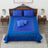 Gift Silk Brocade Patchwork Double Bedcover - Blue (Set of 5)