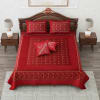 Gift Silk Embroidered Patchwork Double Bedcover - Red (Set of 5)