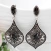 Silver Oxidised Black Stone Earrings Online