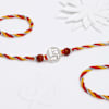 Gift Silver-Plated Swastik And Rudraksh Rakhi