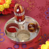 Gift Silver Puja Thai with Kaju Barfi