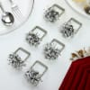 Buy Silver Square Floral Napkin Rings (Set of 6)