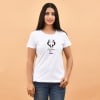 Buy Smiling Reindeer Personalized Cotton T-Shirts For Couple - White