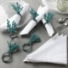 Gift Snowy White Napkins With Beads Napkin Rings (Set of 6+6)