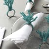 Buy Snowy White Napkins With Beads Napkin Rings (Set of 6+6)