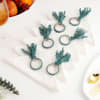 Snowy White Napkins With Beads Napkin Rings (Set of 6+6) Online