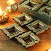 Gift Square  Clay Diyas in Oxidized Metallic Paint- Set of 4
