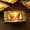 Buy Square  Clay Diyas in Oxidized Metallic Paint- Set of 4