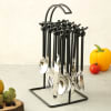 Buy Stainless Steel Cutlery Set with Stand in Black