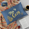 Stay Cozy Velvet Cushion - Personalized  - Navy Online