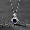 Gift Sterling Silver Rhodium Sapphire Pendant