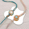 Gift Stone And Mirror Work Rakhi Set Of 2