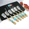 Gift Stone Studded Dessert Spoons in Personalized Box (Set Of 6)