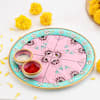 Gift Stone Work Round Pooja Thali with Chalni and Karwa