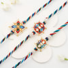 Gift Striking Multicoloured Pearl And Meena Work Rakhi Set Of 3