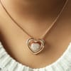 Gift Studded Heart Shape Rose Gold Finish Pendant Necklace