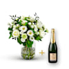 Stylish white bouquet with Champagne. Online